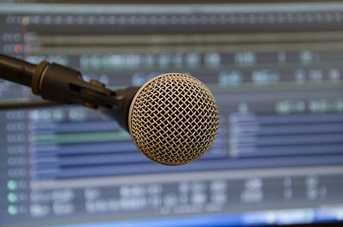 selective photography of gray and black condenser mic, microphone HD wallpaper