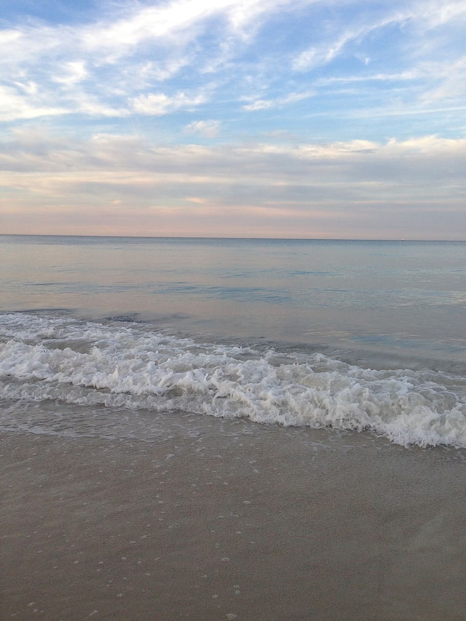 clouds, ocean, morning, sky, nature, sea, water, landscape HD wallpaper