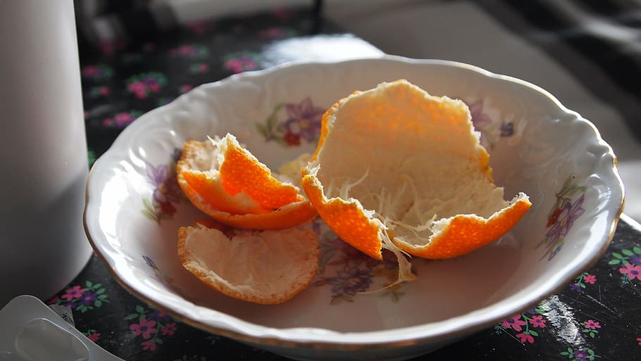 mandarin, peel, fruit, sick, dish, porcelain, food, healthy HD wallpaper