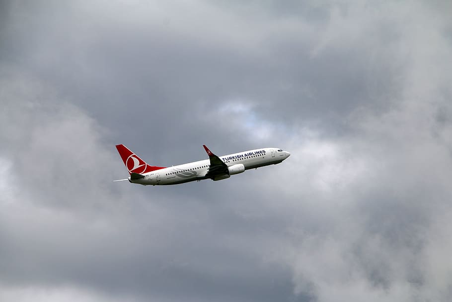 aircraft, jet, flight, clouds, turkish airlines, start, passenger aircraft, HD wallpaper