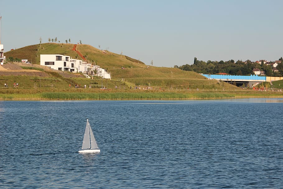dortmund, phoenix lake, kaiserberg, b236, model boat, remotely controlled, HD wallpaper