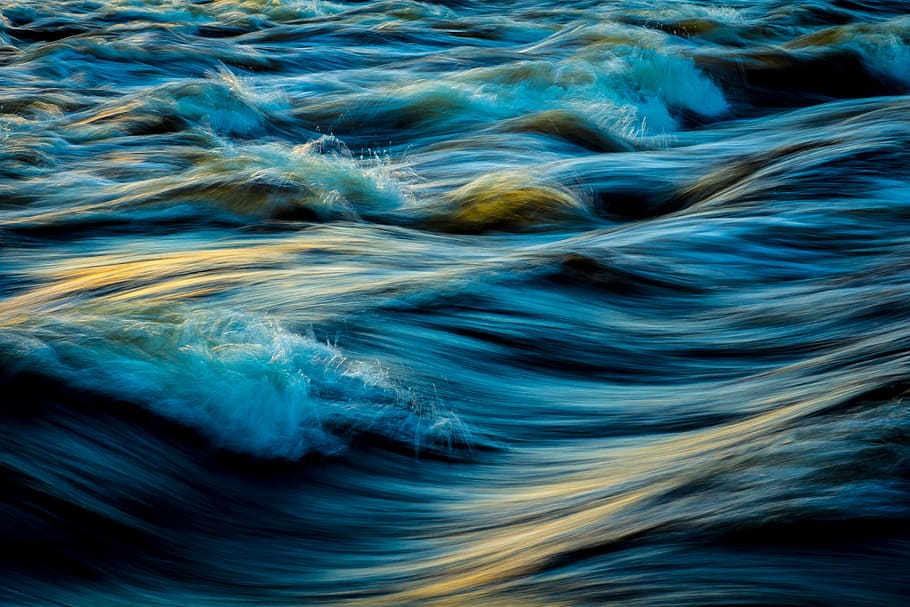 blue ocean waves taken during daytime, water, flowing, spatter, HD wallpaper