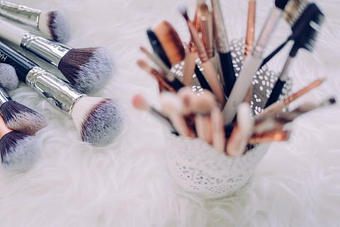 assorted makeup brushes, things, bokeh, blur, kit, beauty, cosmetic HD wallpaper