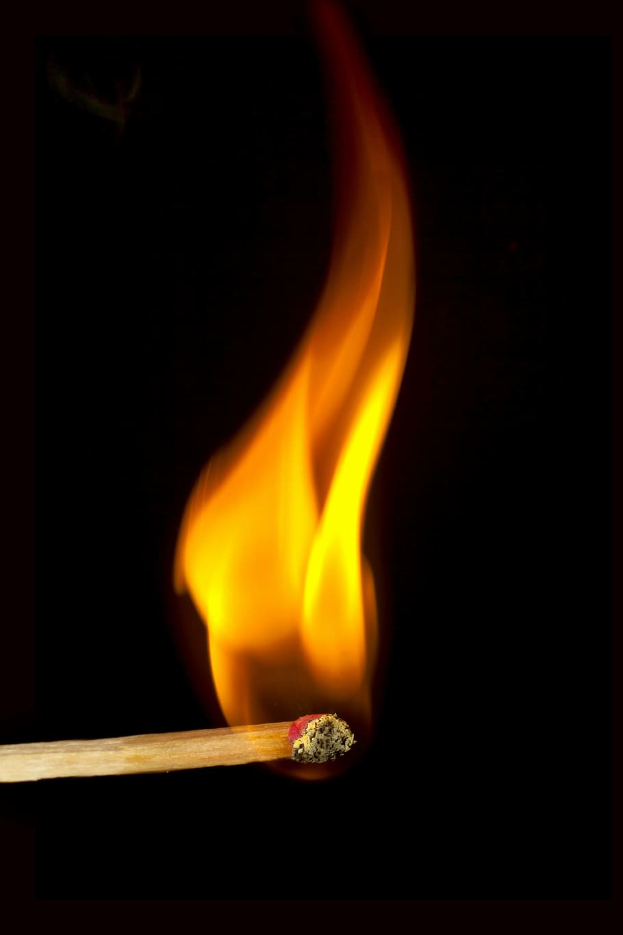 match stick with flame, fire, close, burn, matches, kindle, macro