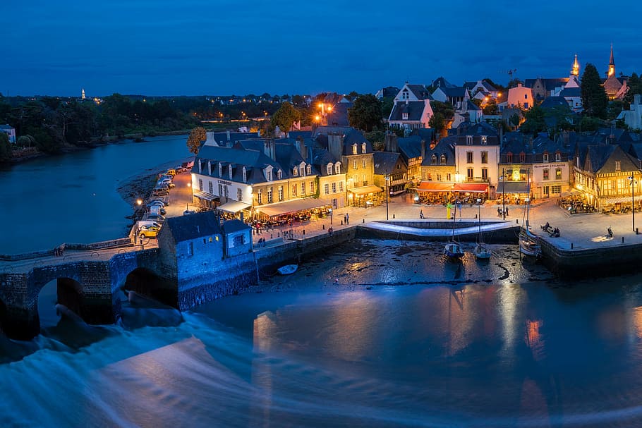 three white sail boats, aerial, photography, village, architecture HD wallpaper