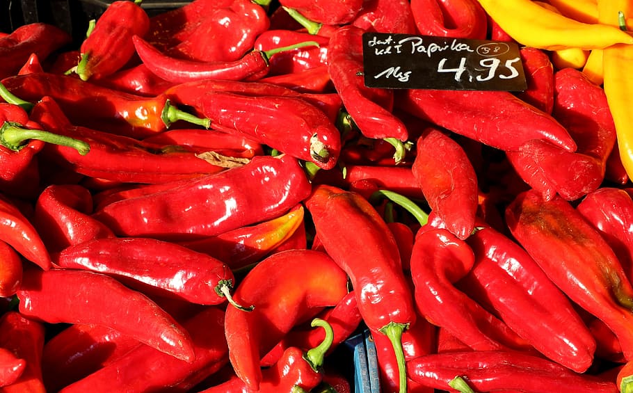 Paprika, Red Pepper, Vegetables, food, market, eat, stuffed peppers HD wallpaper