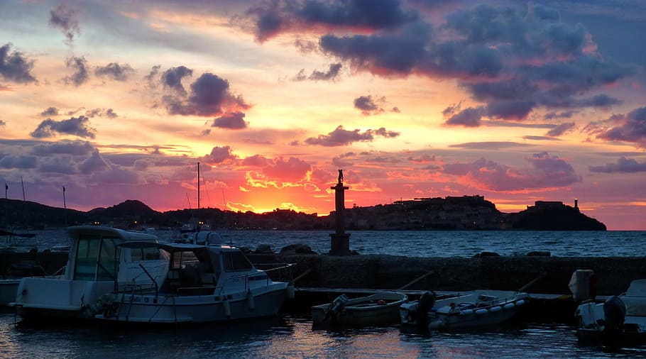 clouds, sky, drama, clouds form, evening sky, sunset, portoferraio HD wallpaper