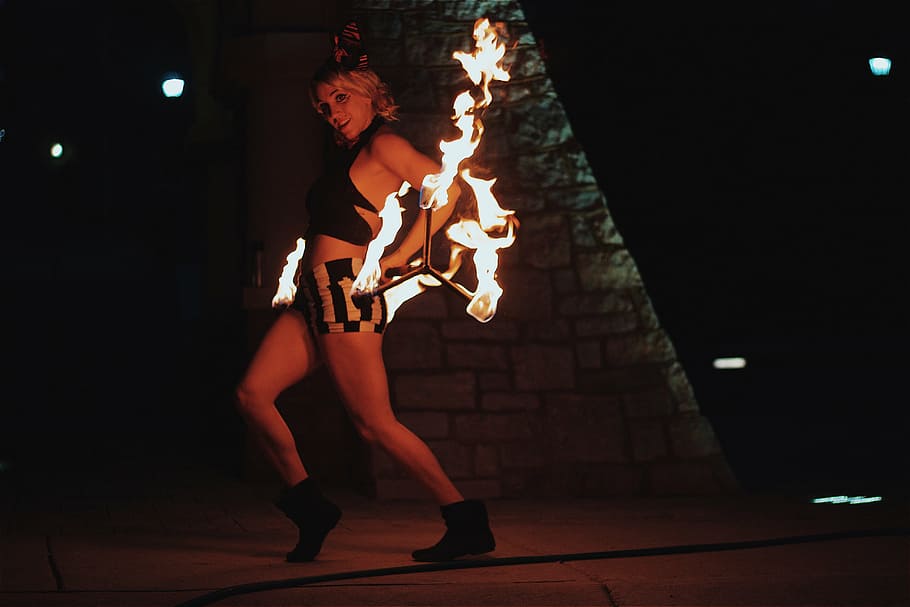 Fire Dance Stock Photo Footage