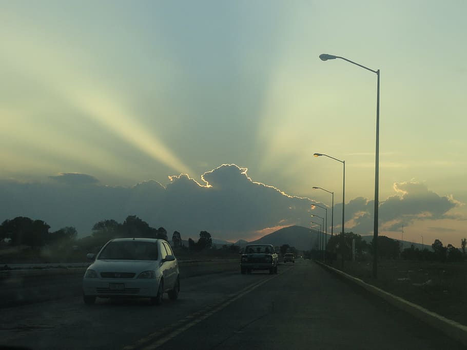 sky, clouds, light, highway, lighting, cloudy, motor vehicle HD wallpaper