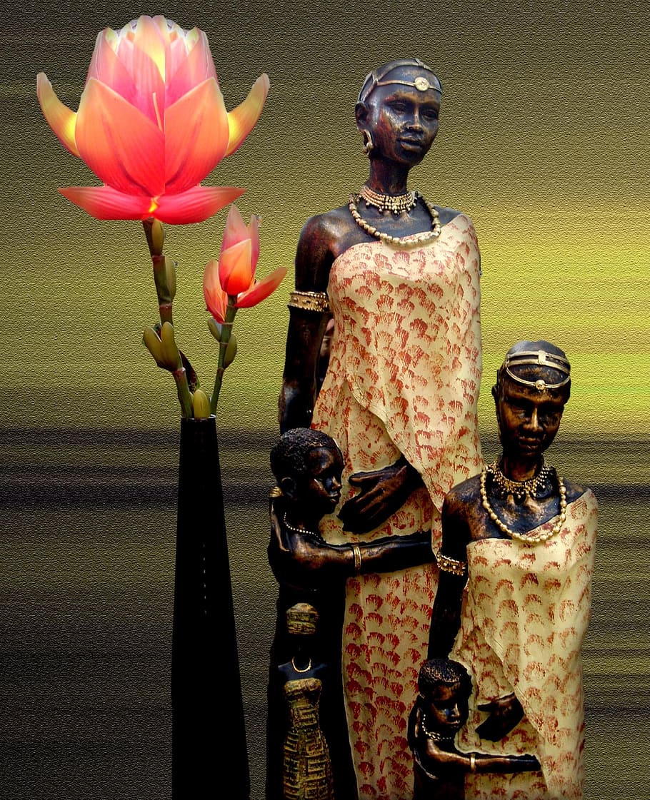 Ceramic, Art, Statue, Figure, Decoration, africa, flower, close-up HD wallpaper