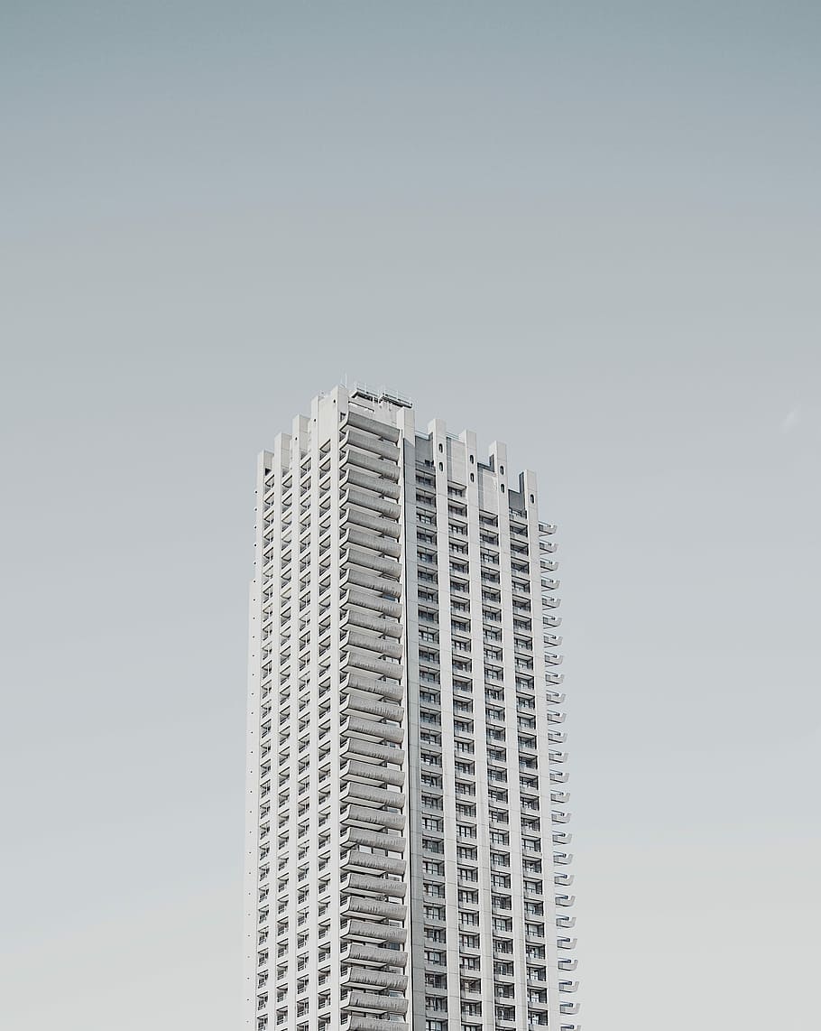 white concrete high-rise building, photo of gray concrete high-rise building under cloudy sky HD wallpaper
