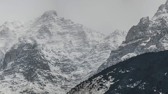 landscape photography of snow covered mountain, snowy mountain HD wallpaper