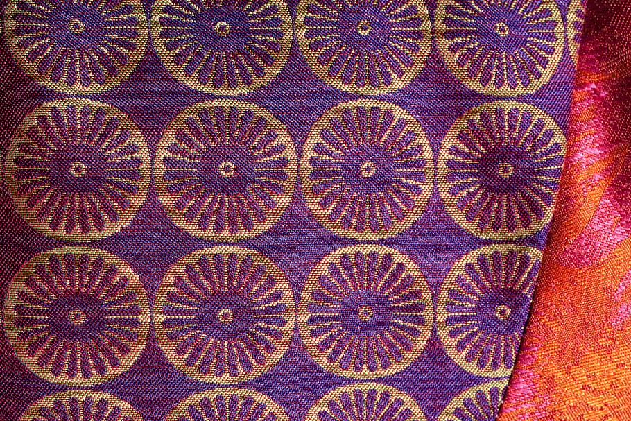 tissue, woven, rosettes, violet, gold, glazed includes, iridescent HD wallpaper