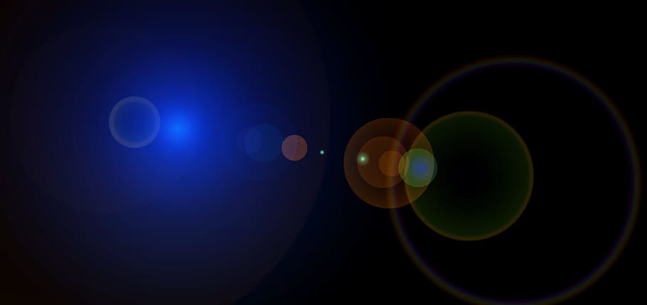 blue and yellow bokeh light, lens reflection, isolated, background HD wallpaper