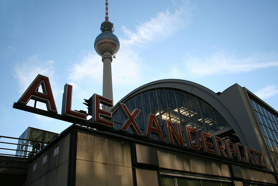 alexander platz, berlin, train station, romance, tv tower, shadow, HD wallpaper