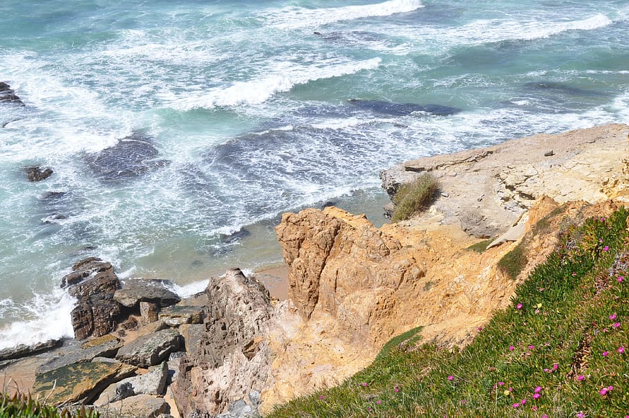 ericeira, mar, water, rocks, salt water, ocean, beira mar, waves, HD wallpaper