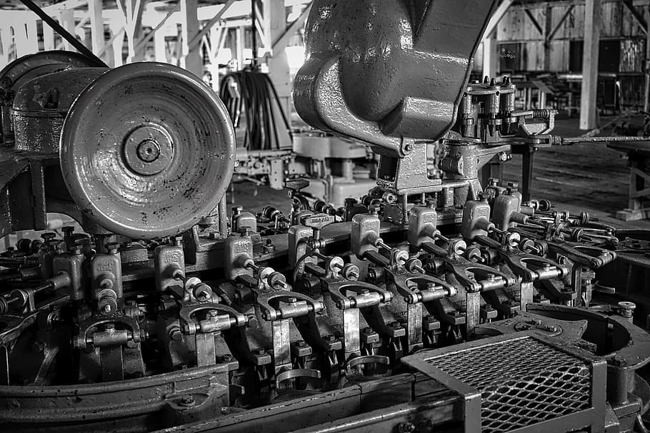 gray engine parts, cannery, machine, factory, equipment, machinery HD wallpaper