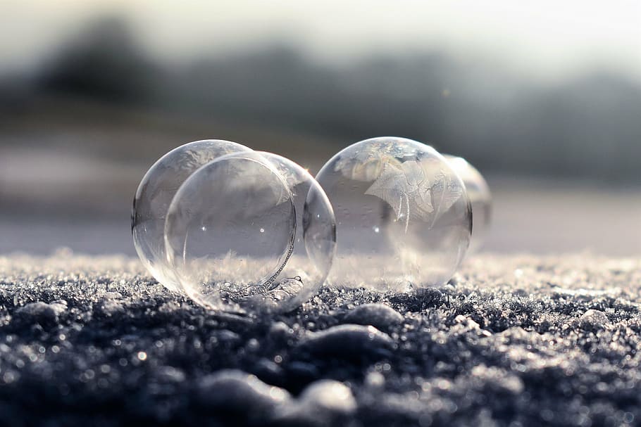 soap bubble, frozen, frozen bubble, winter, eiskristalle, wintry, HD wallpaper