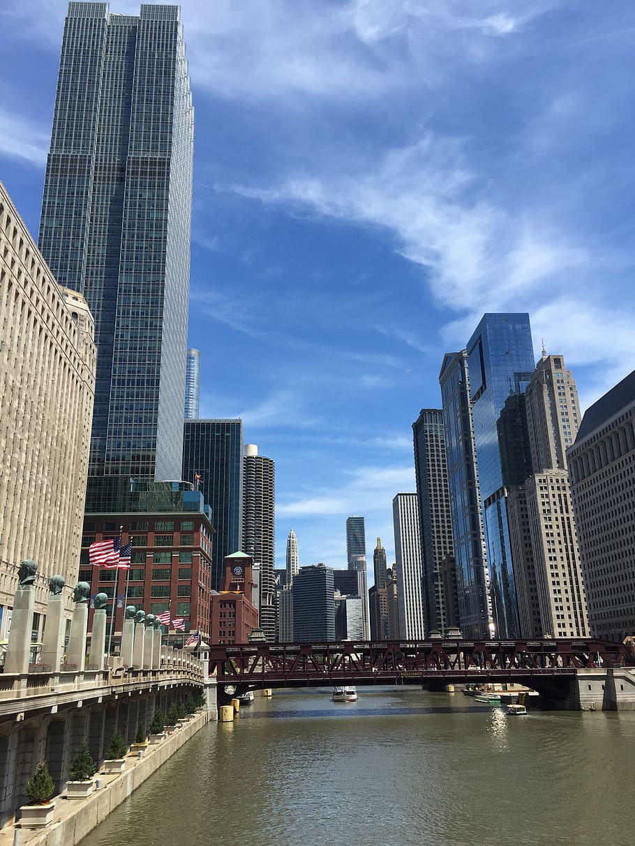 Chicago, Skyline, River, Architecture, downtown, urban, skyscraper HD wallpaper