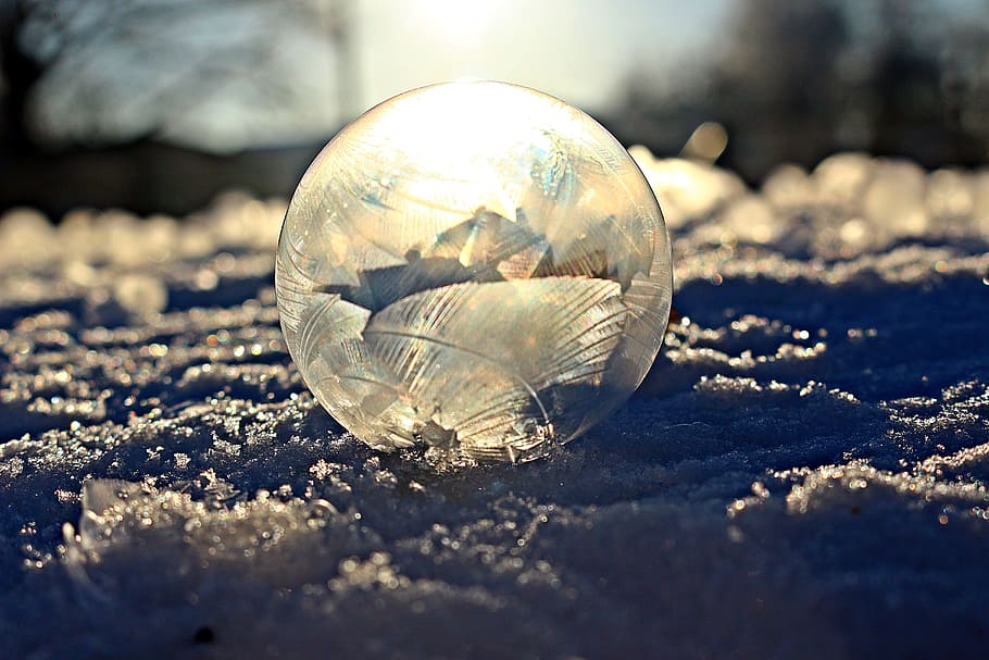 Soap Bubble, Sun, Snow, eiskristalle, frost, frost blister HD wallpaper