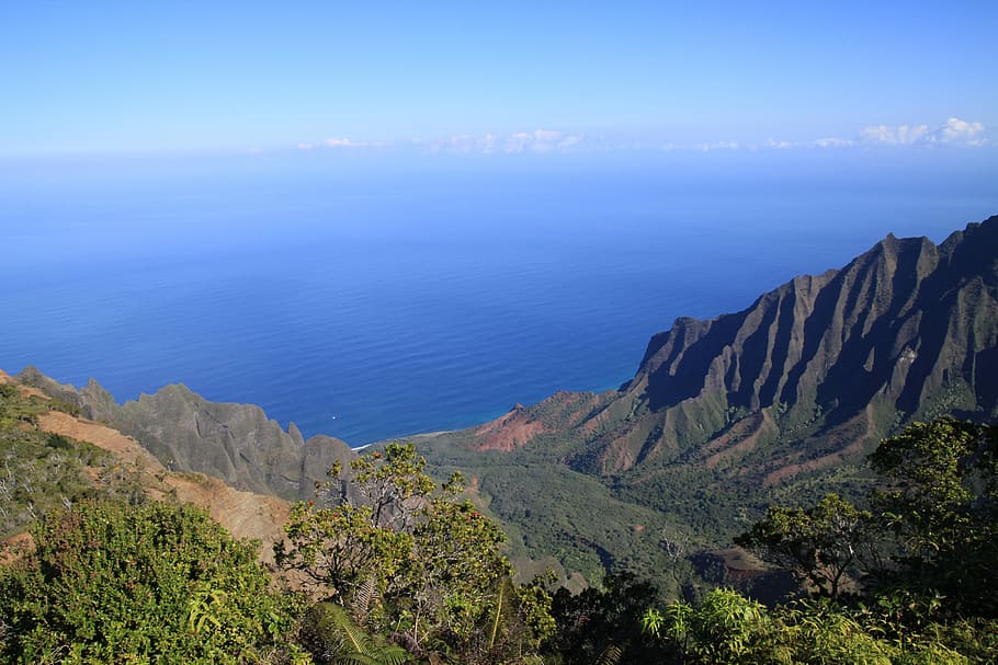 Hawaii, Kauai, Lookout, kalalau, mountains, nature, landscape, HD wallpaper