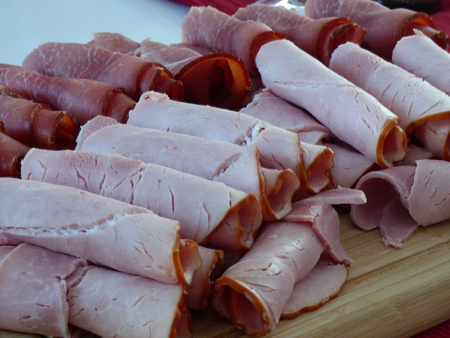 boiled ham, smoked ham, meat plate, wurstplatte, cold cuts, HD wallpaper