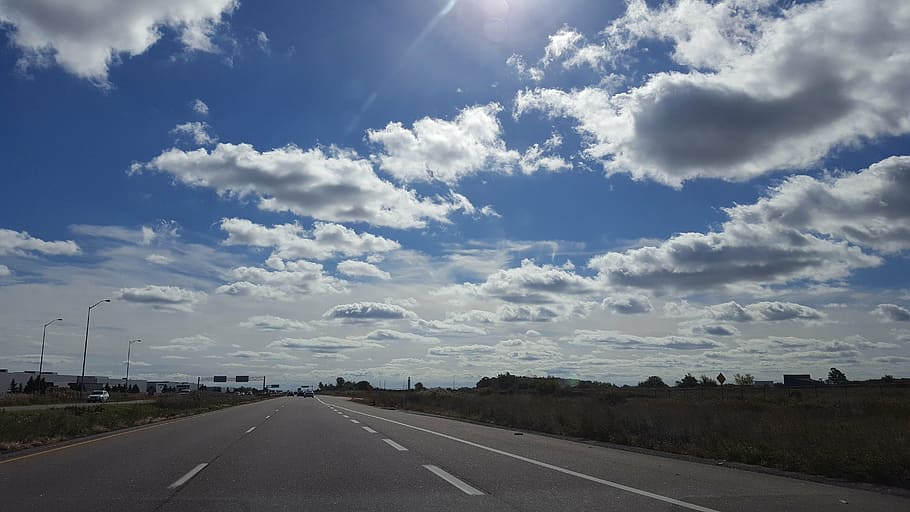 sunny, clouds, cotton, road, highway, beautiful, cloud - sky HD wallpaper