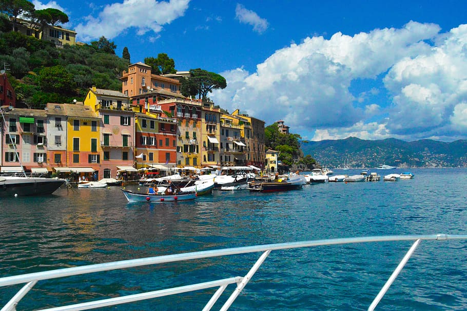portofino, liguria, yacht, the italian riviera, boats, colors, HD wallpaper
