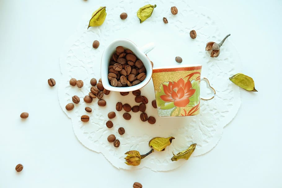 caffeine, coffee, coffee beans, cup, mug, food and drink, freshness HD wallpaper