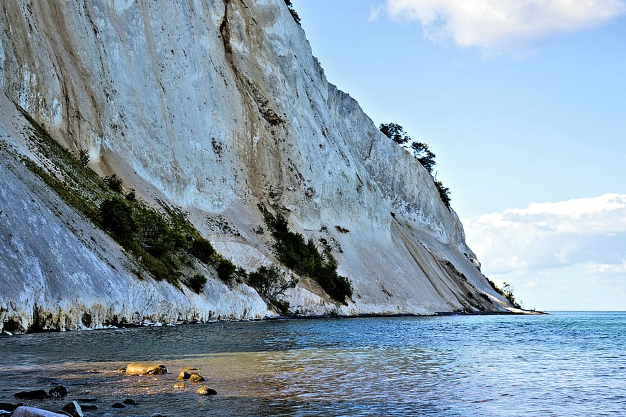 Denmark, White Cliffs, Sea, Rock, baltic sea, moens klint, møns klint, HD wallpaper