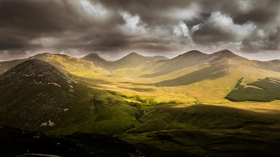 clouds, hills, landscape, mountains, nature, storm, scenics HD wallpaper