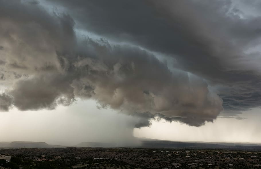 view of tornado, cumulus clouds and rain, monsoon, raining, storm HD wallpaper