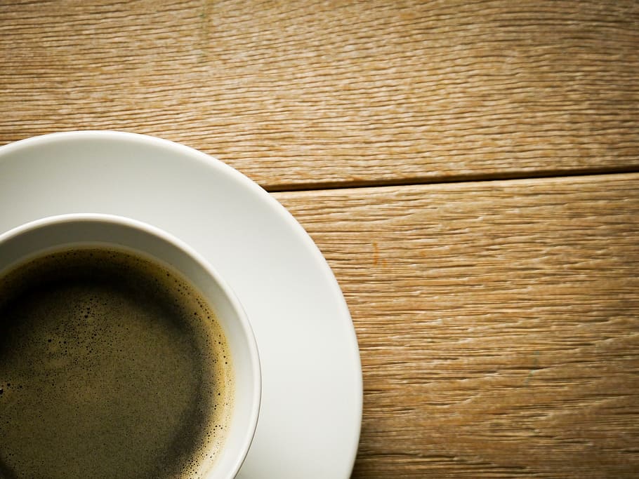white cup with coffee inside, Coffee Cup, Beans, Drink, coffee beans HD wallpaper