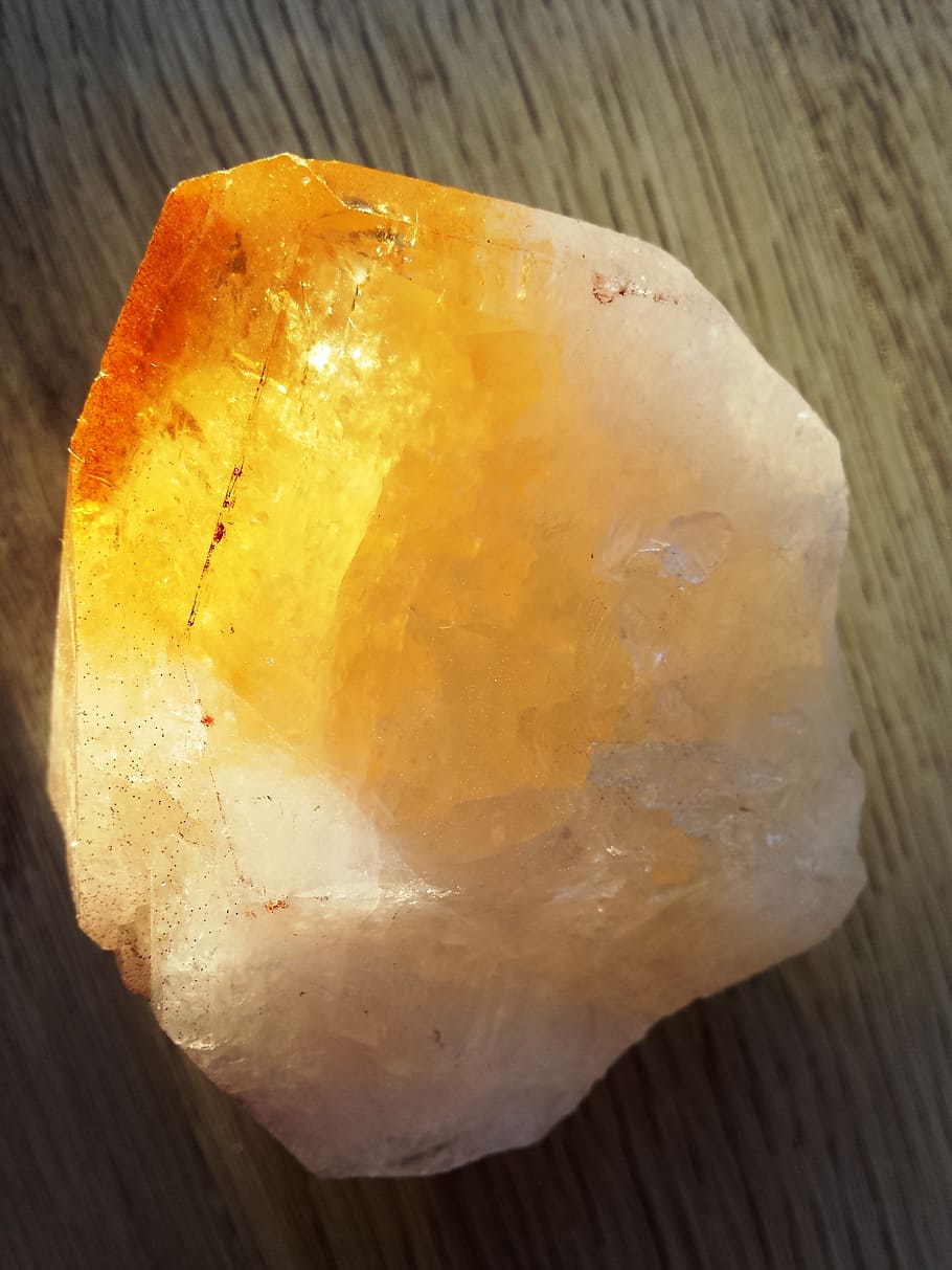 quartz, crystal, orange, yellow, stone, energy, mineral, rock HD wallpaper