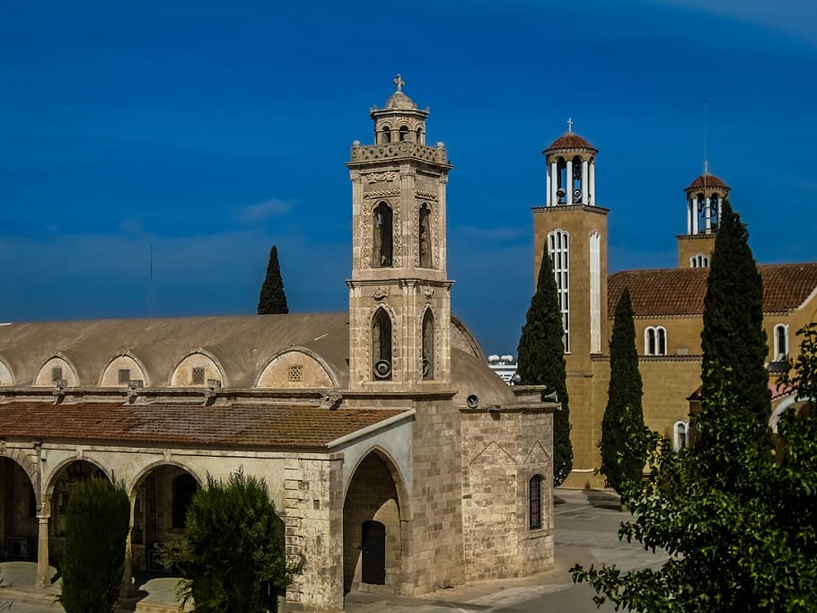 Cyprus, Paralimni, Cathedral, Square, sightseeing, architecture, HD wallpaper