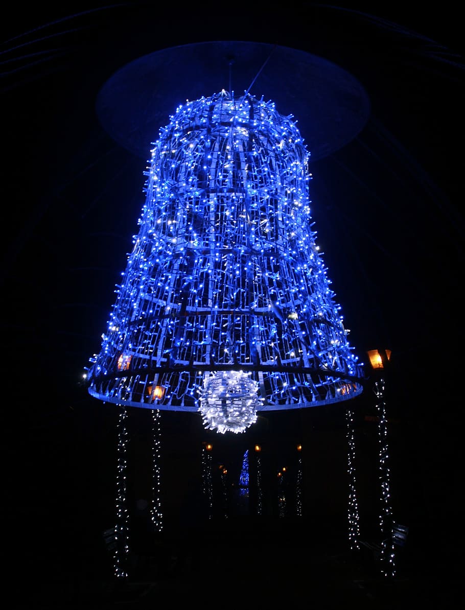 Bell, Lights, Christmas, Decorations, night, illuminated, lighting Equipment HD wallpaper