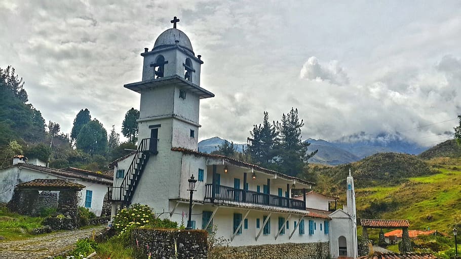 church, convent, sky, clouds, venezuela, merida, old, mountain HD wallpaper