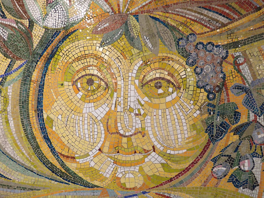 sun, wall art, mosaic stones, tiles stones, berlin, lichtenberg