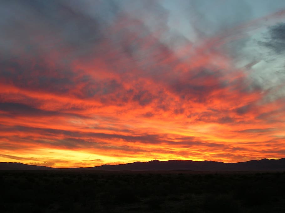 sunset, mountains, bright, landscape, nature, sky, beauty in nature HD wallpaper