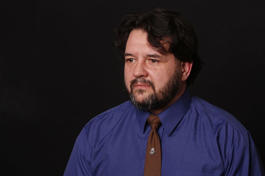tie, man, satisfied, blue, men, adult, beard, people, portrait HD wallpaper