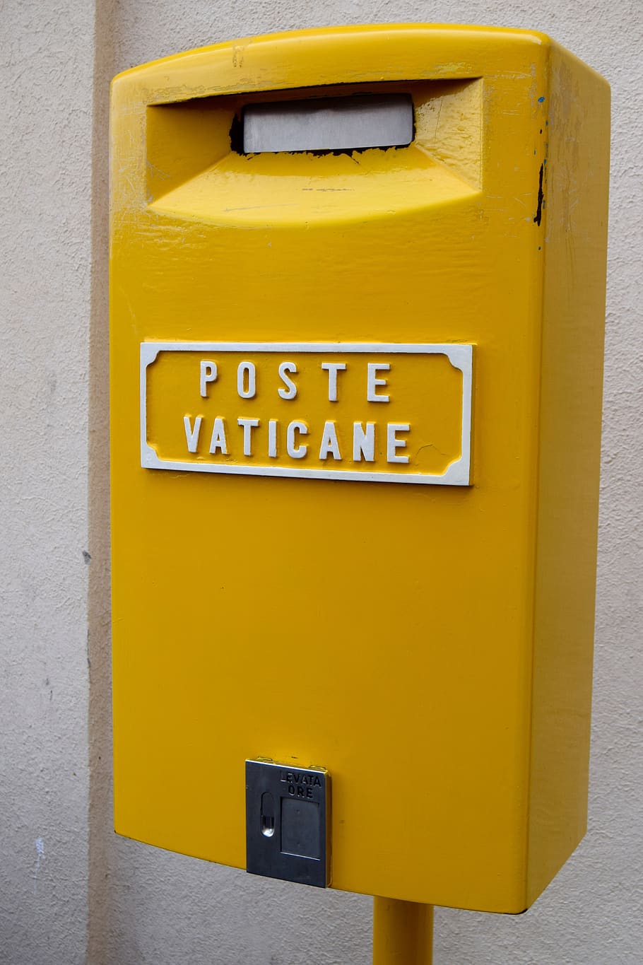 yellow, post box, vatican post, communication, mailbox, text HD wallpaper
