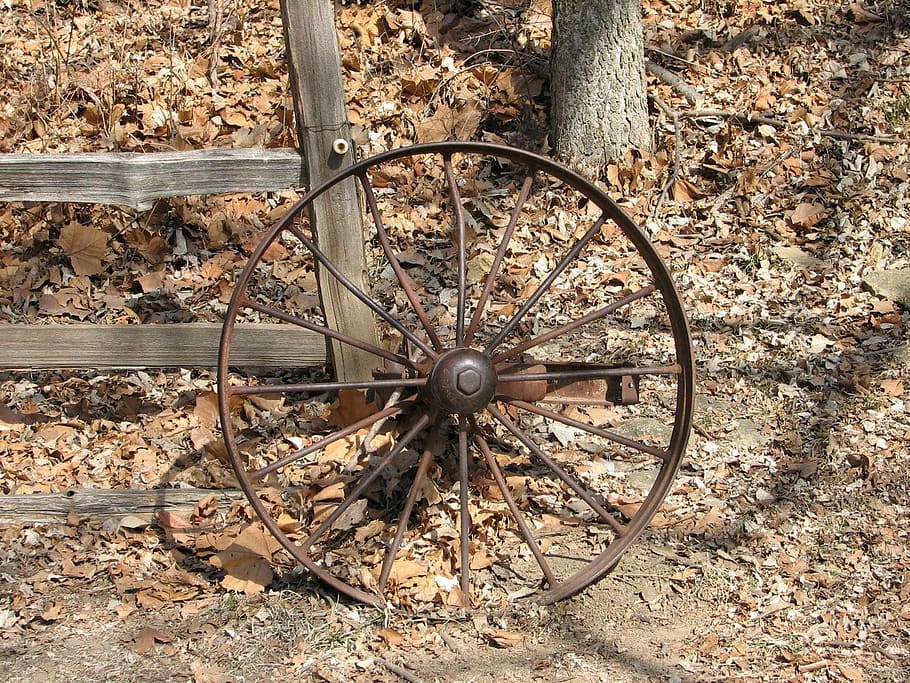 wagon, wheel, autumn, fall, background, country, rural, vintage HD wallpaper