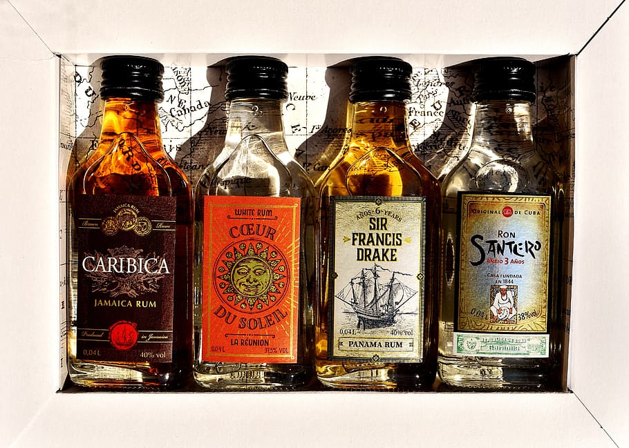 rum, alcohol, bottles, different origin, alcoholic beverage HD wallpaper