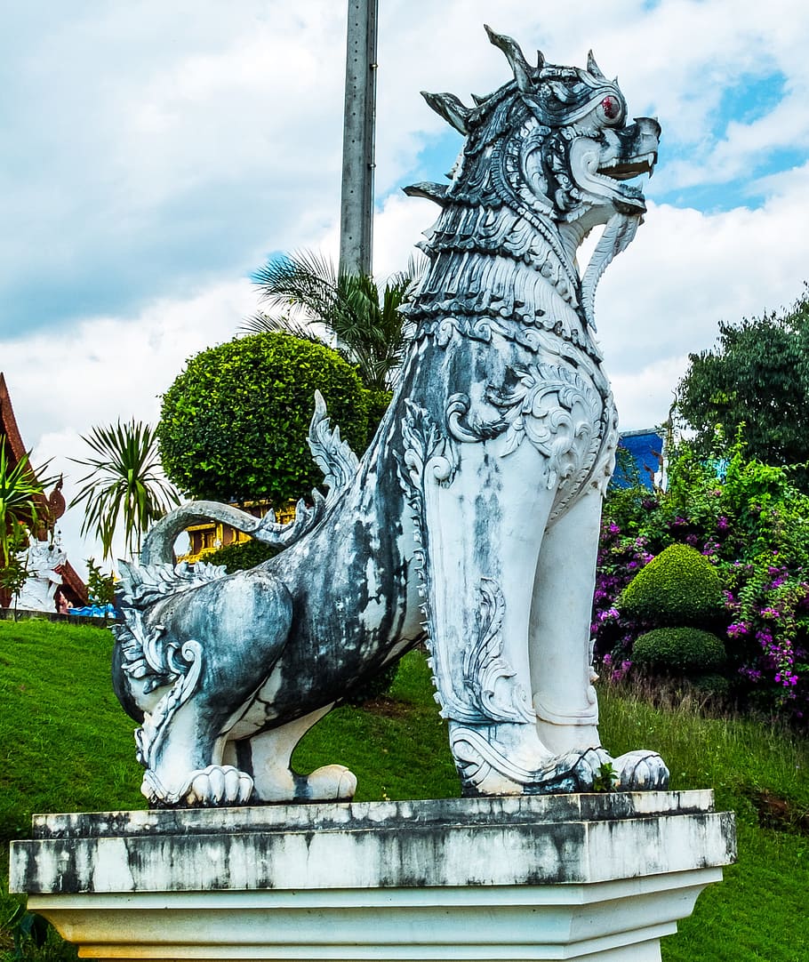 stone figure, statue, lion, representation, sculpture, art and craft HD wallpaper