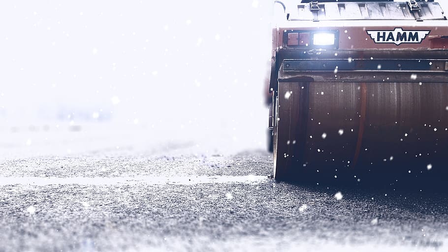 cold, snow, light, road, asphalt, blur, construction, equipment HD wallpaper