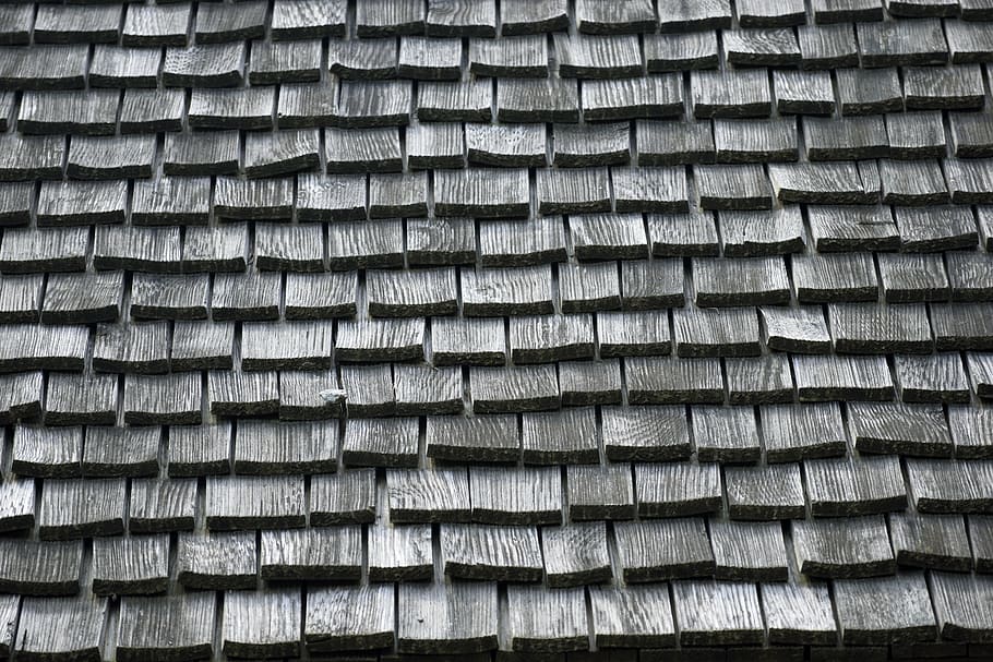 close-up photo of gray roofings, wood, shingles, background, backdrop, HD wallpaper