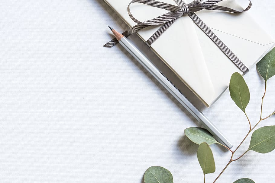 flat lay photo of book and pencil, untitled, envelopes, paper HD wallpaper
