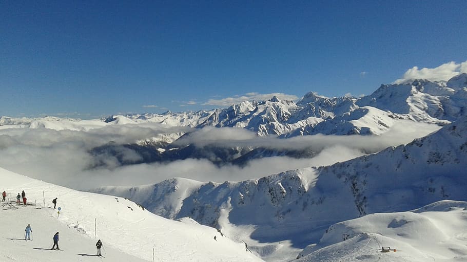 ski, mountain, winter, snow, winter holidays, snowy, pyrénées HD wallpaper