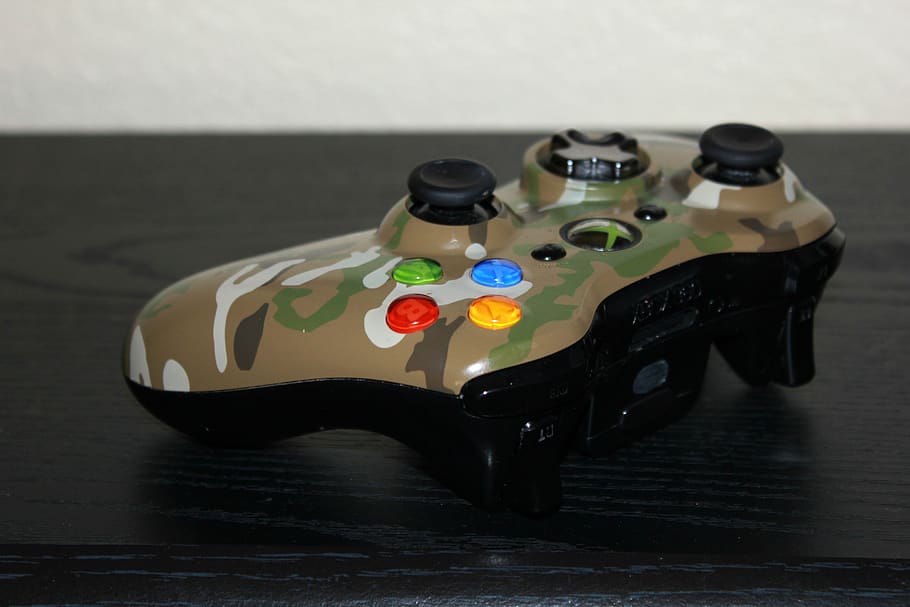 video game, game controller, electronics, videogame, camouflage HD wallpaper
