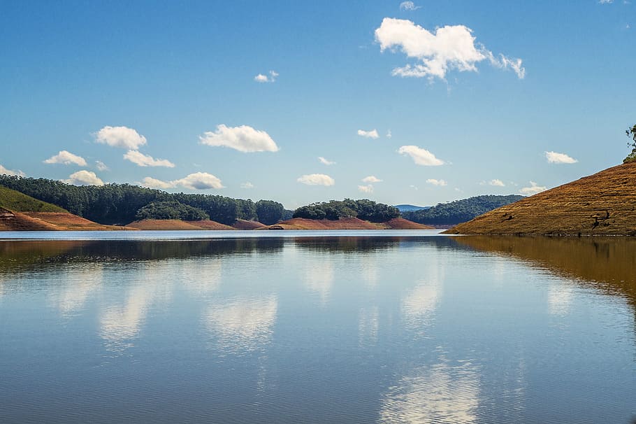 dam, water, são paulo, paraibuna, landscape, weir, pond, brazil, HD wallpaper